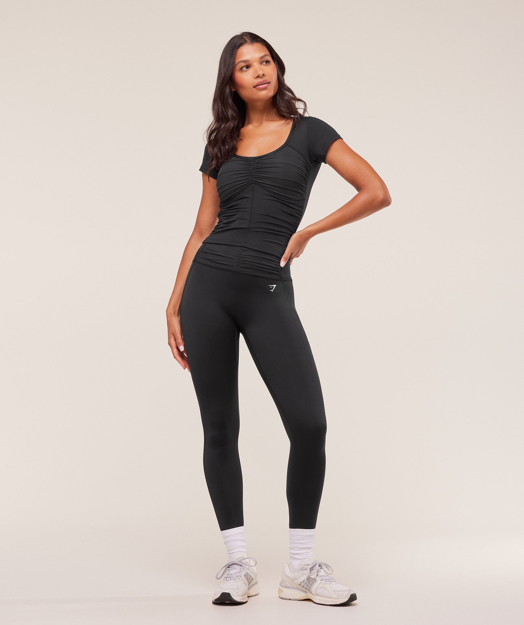 Women's Gymshark Ruche Short Sleeve Top Black