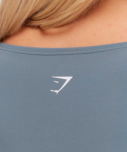 Women's Gymshark Twist Front Long Sleeve Crop Top Iron Blue