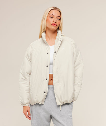 Women's Gymshark Oversized Puffer Jacket Oat White