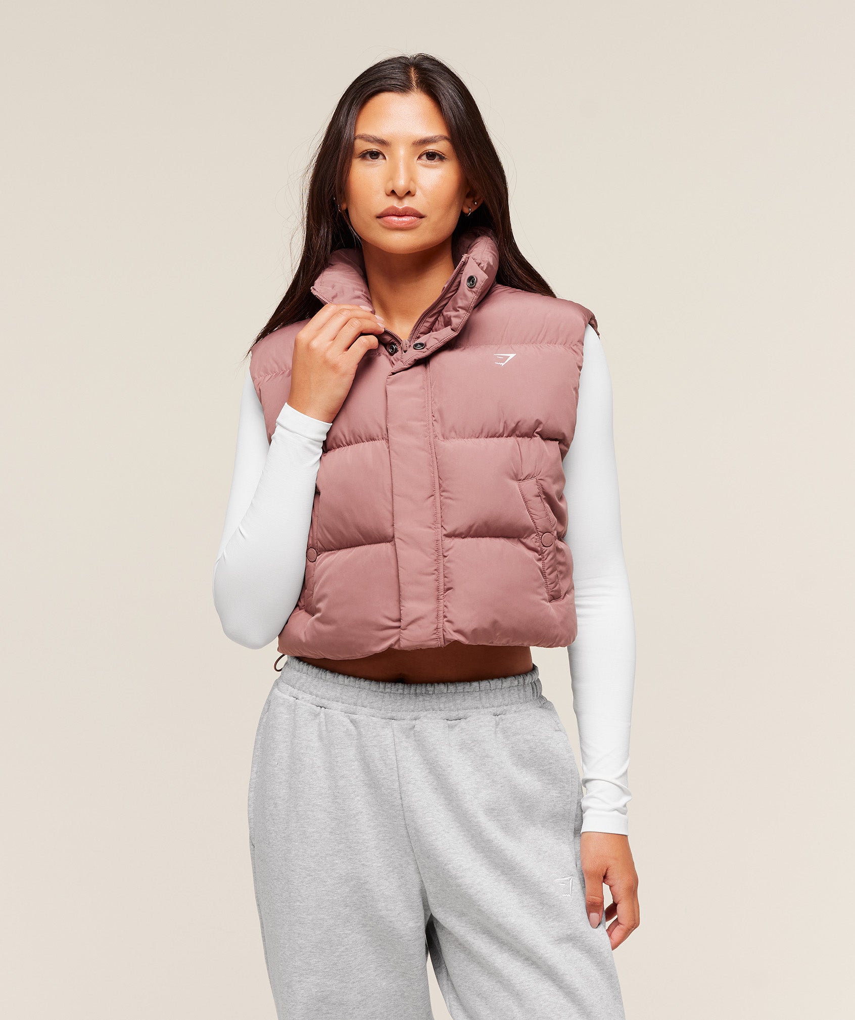 Women's Gymshark Puffer Vest Brick Brown