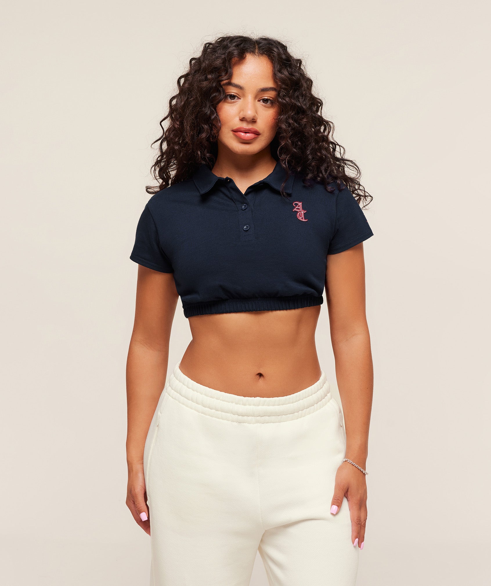 Women's Gymshark Gymshark X Analis Cropped Polo Midnight Blue