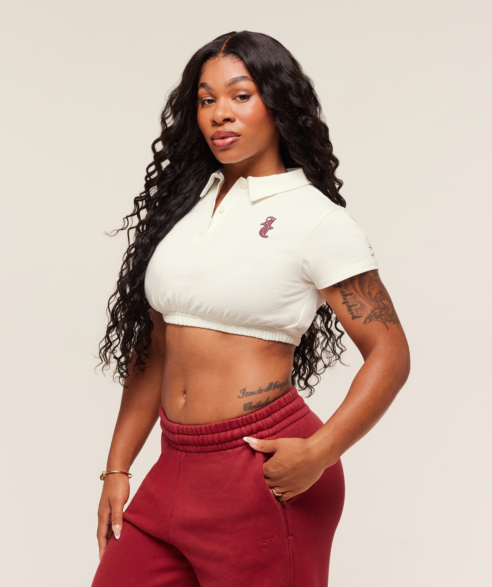 Women's Gymshark Gymshark X Analis Cropped Polo Soft White