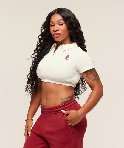 Women's Gymshark Gymshark X Analis Cropped Polo Soft White