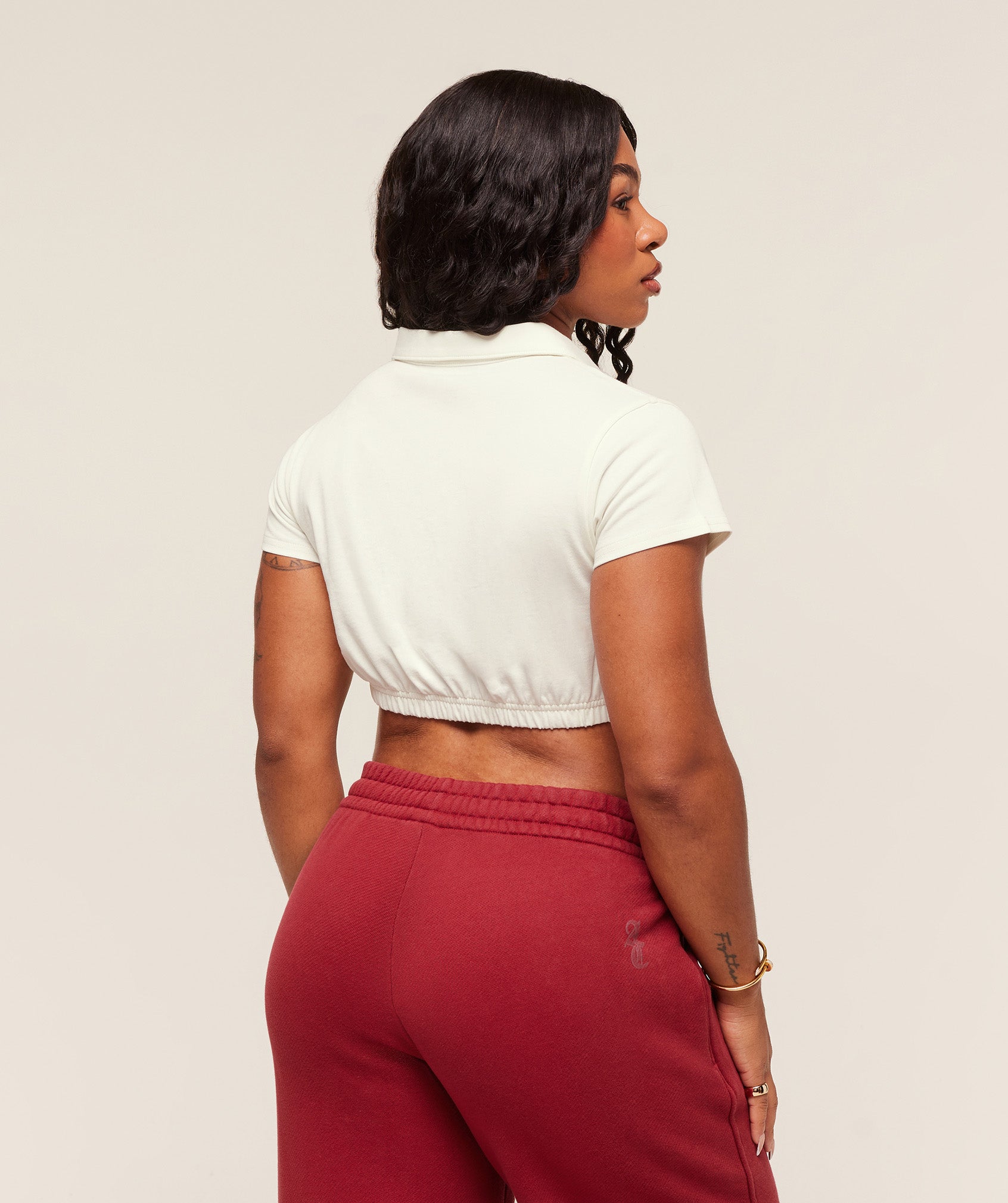 Women's Gymshark Gymshark X Analis Cropped Polo Soft White
