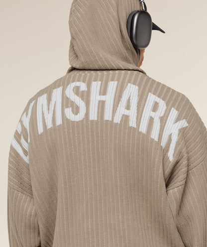 Gymshark Gymshark X Saalt Studios Knitted Hoodie Cement Brown