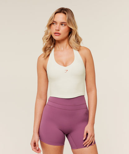 Women's Gymshark Halter Neck Cami With Shelf Gs Soft White