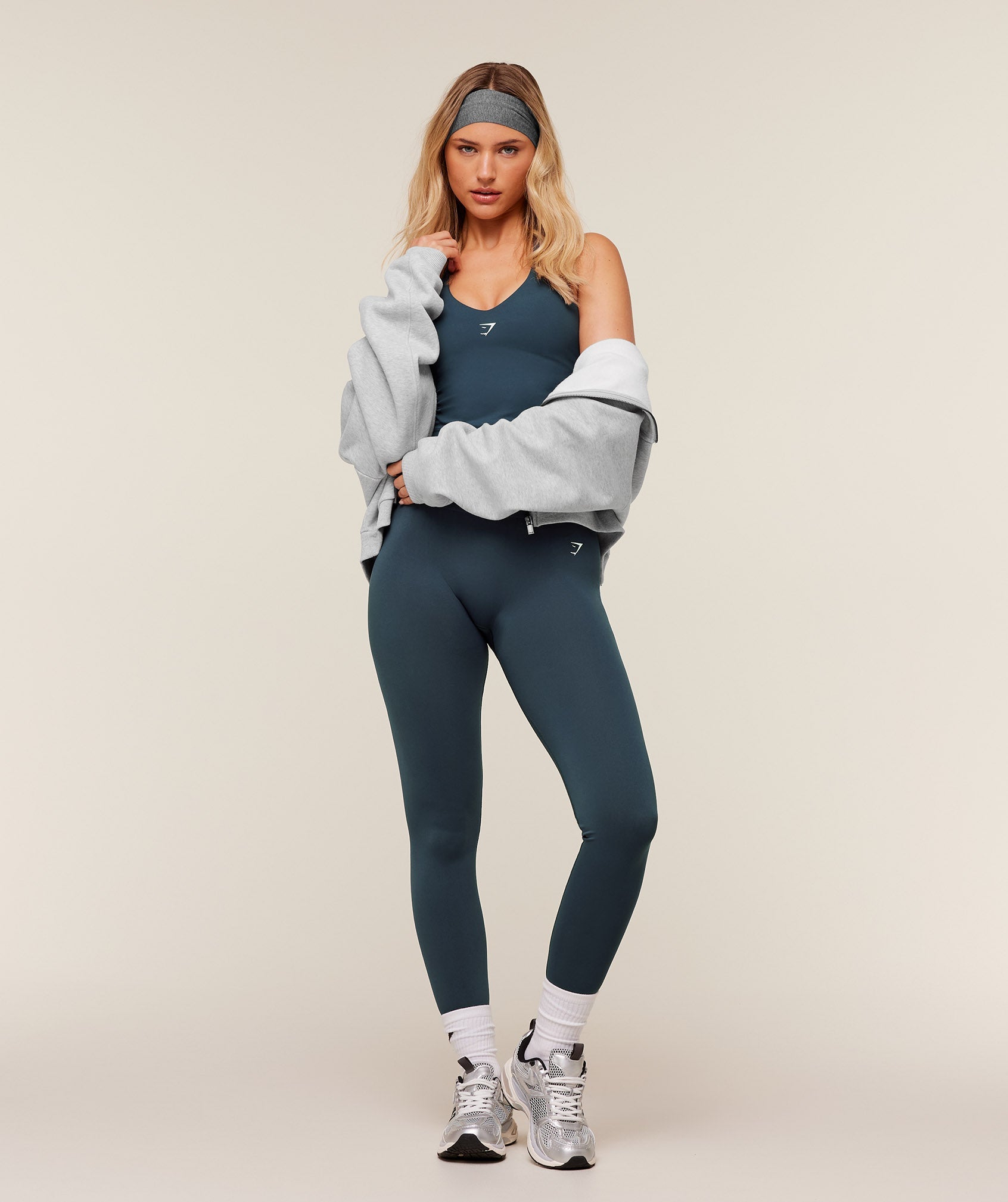 Women's Gymshark Halter Neck Cami With Shelf Gs Stealth Blue