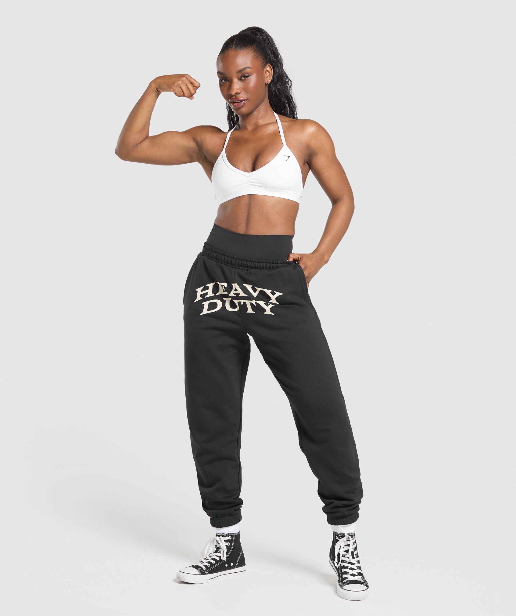 Women's Gymshark Heavy Duty Graphic Loopback Jogger Black