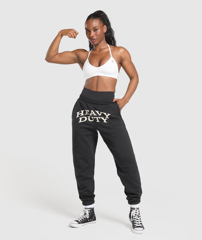 Women's Gymshark Heavy Duty Graphic Loopback Jogger Black