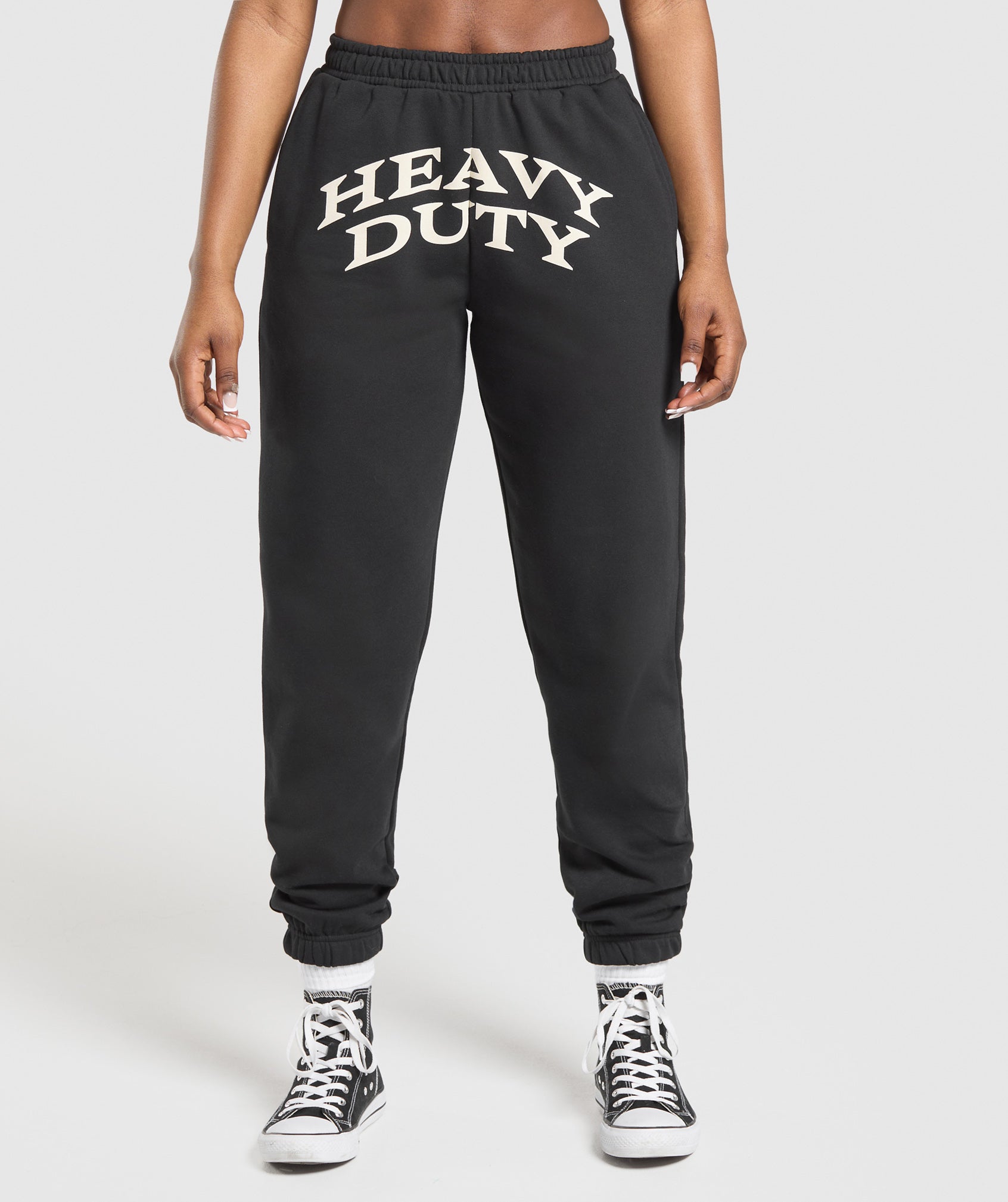 Women's Gymshark Heavy Duty Graphic Loopback Jogger Black