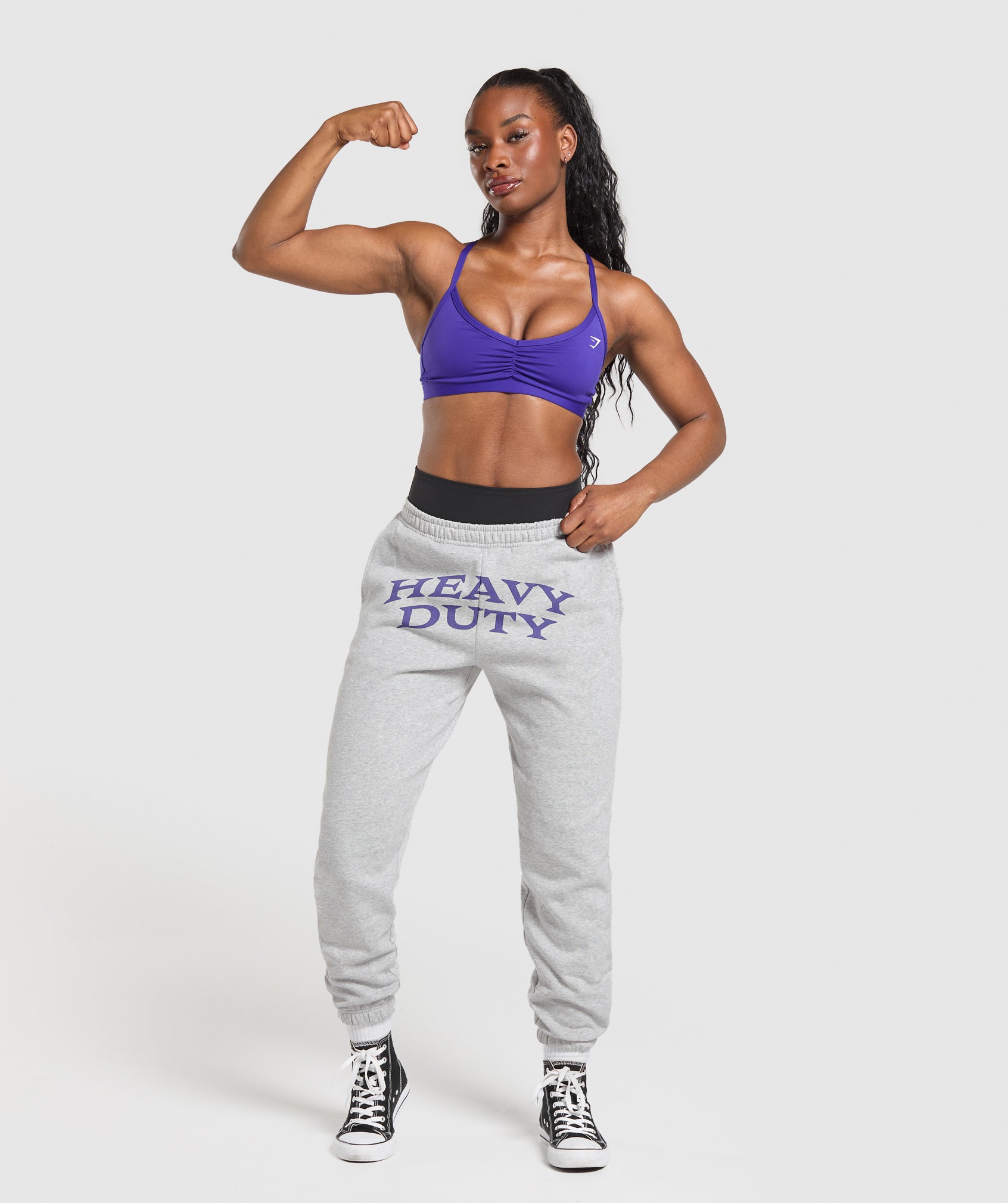 Women's Gymshark Heavy Duty Graphic Loopback Jogger Light Grey Core Marl