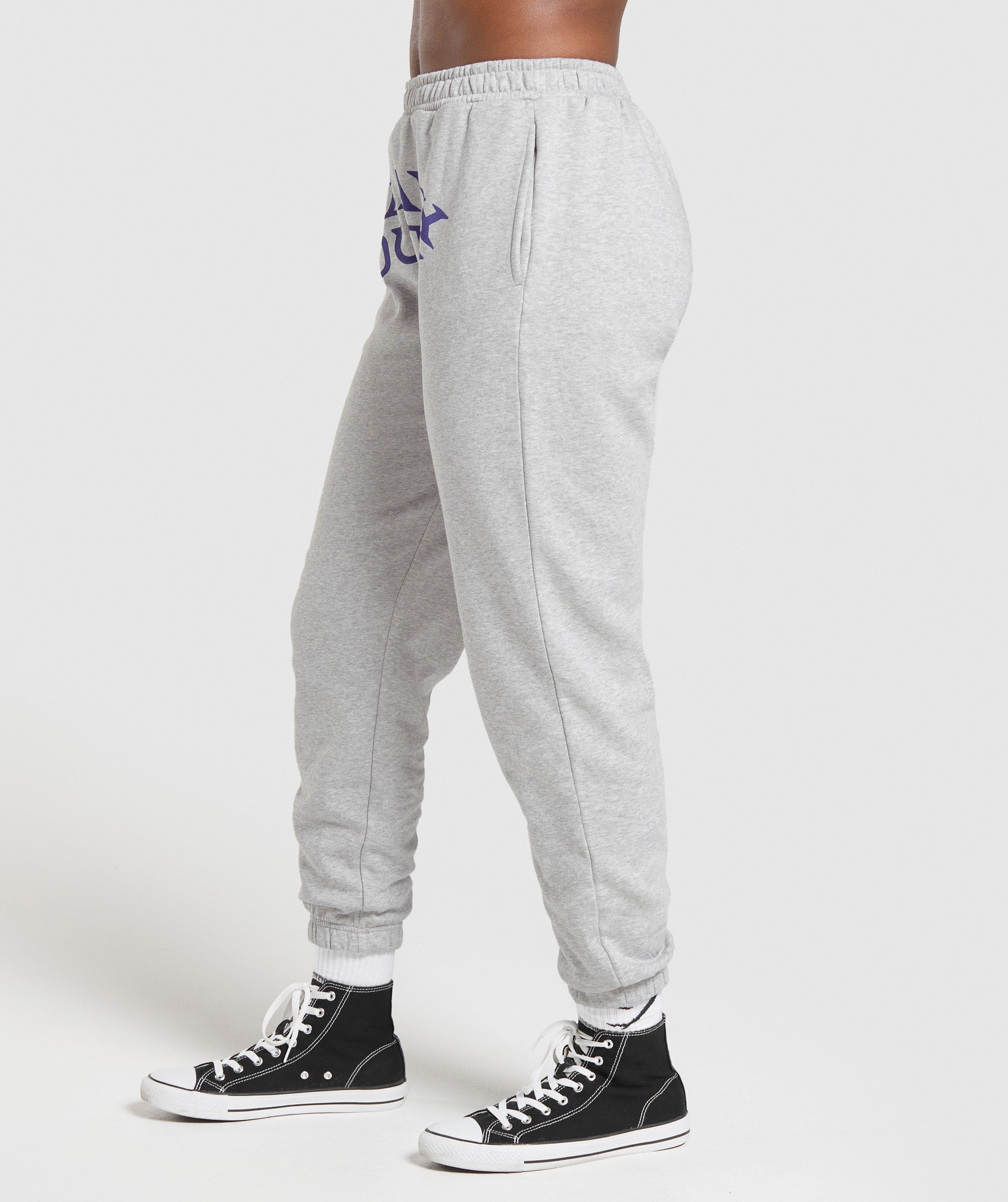 Women's Gymshark Heavy Duty Graphic Loopback Jogger Light Grey Core Marl