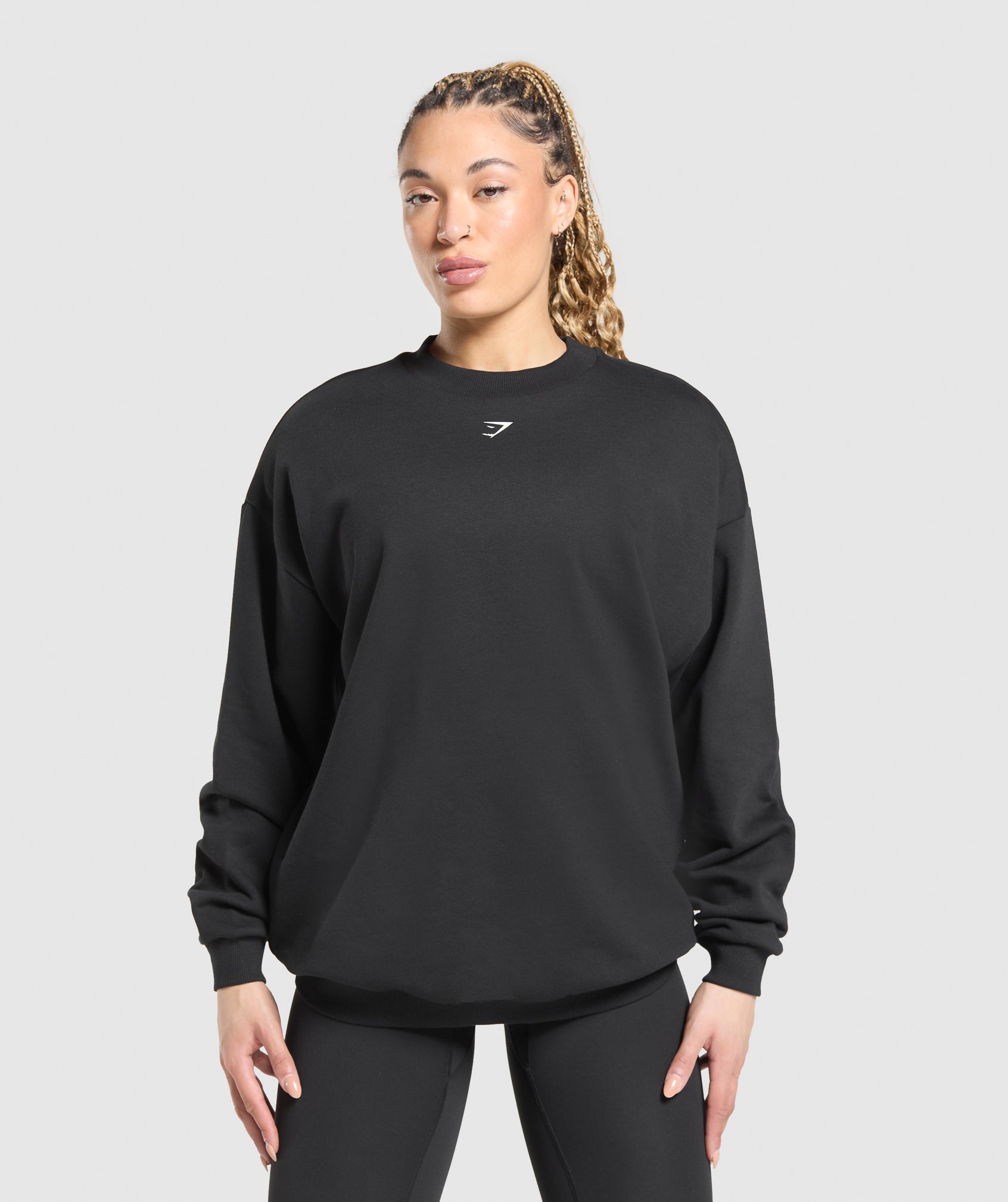 Women's Gymshark Heavy Duty Graphic Oversized Pullover Black