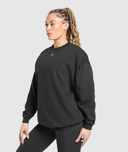 Women's Gymshark Heavy Duty Graphic Oversized Pullover Black