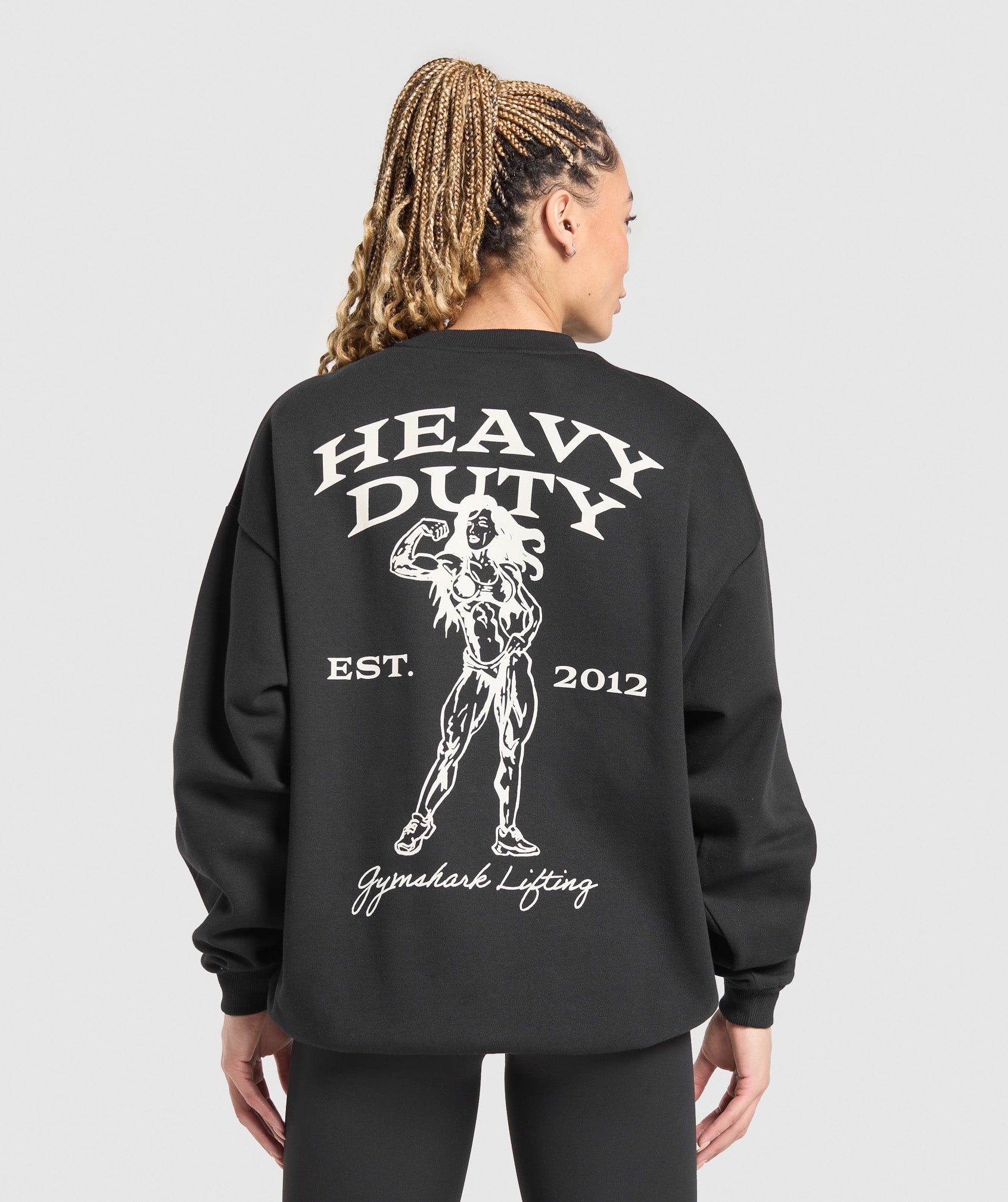 Women's Gymshark Heavy Duty Graphic Oversized Pullover Black