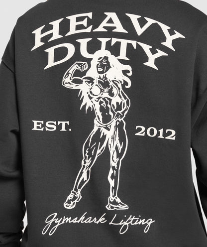Women's Gymshark Heavy Duty Graphic Oversized Pullover Black