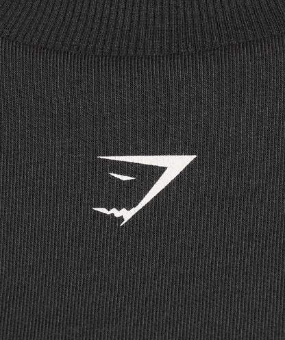 Women's Gymshark Heavy Duty Graphic Oversized Pullover Black