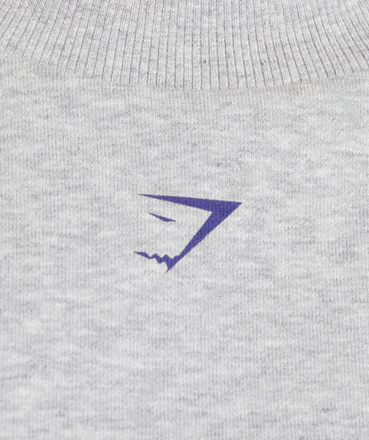 Women's Gymshark Heavy Duty Graphic Oversized Pullover Light Grey Core Marl