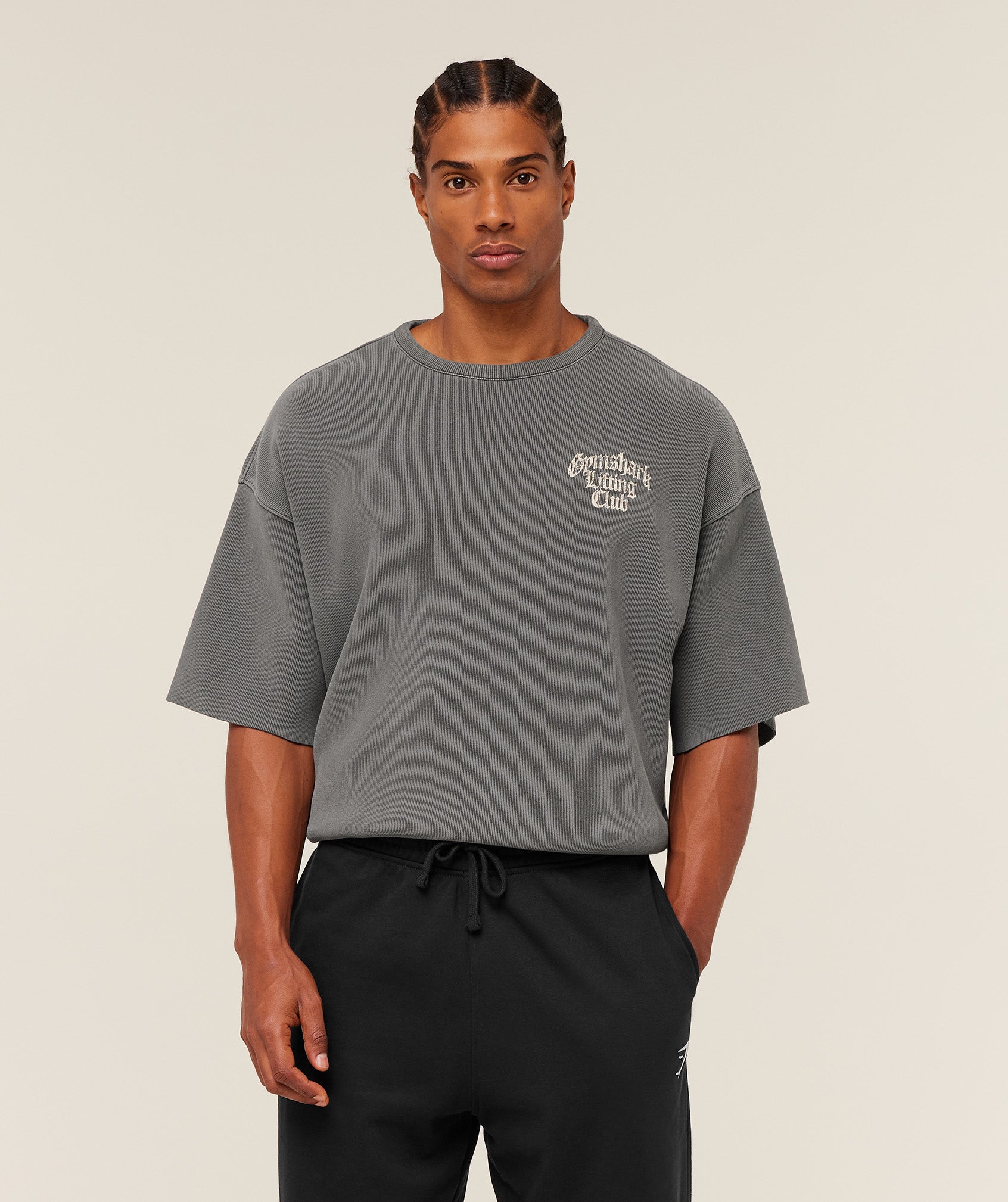 Gymshark Heavyweight Textured Graphic T-Shirt Dark Grey