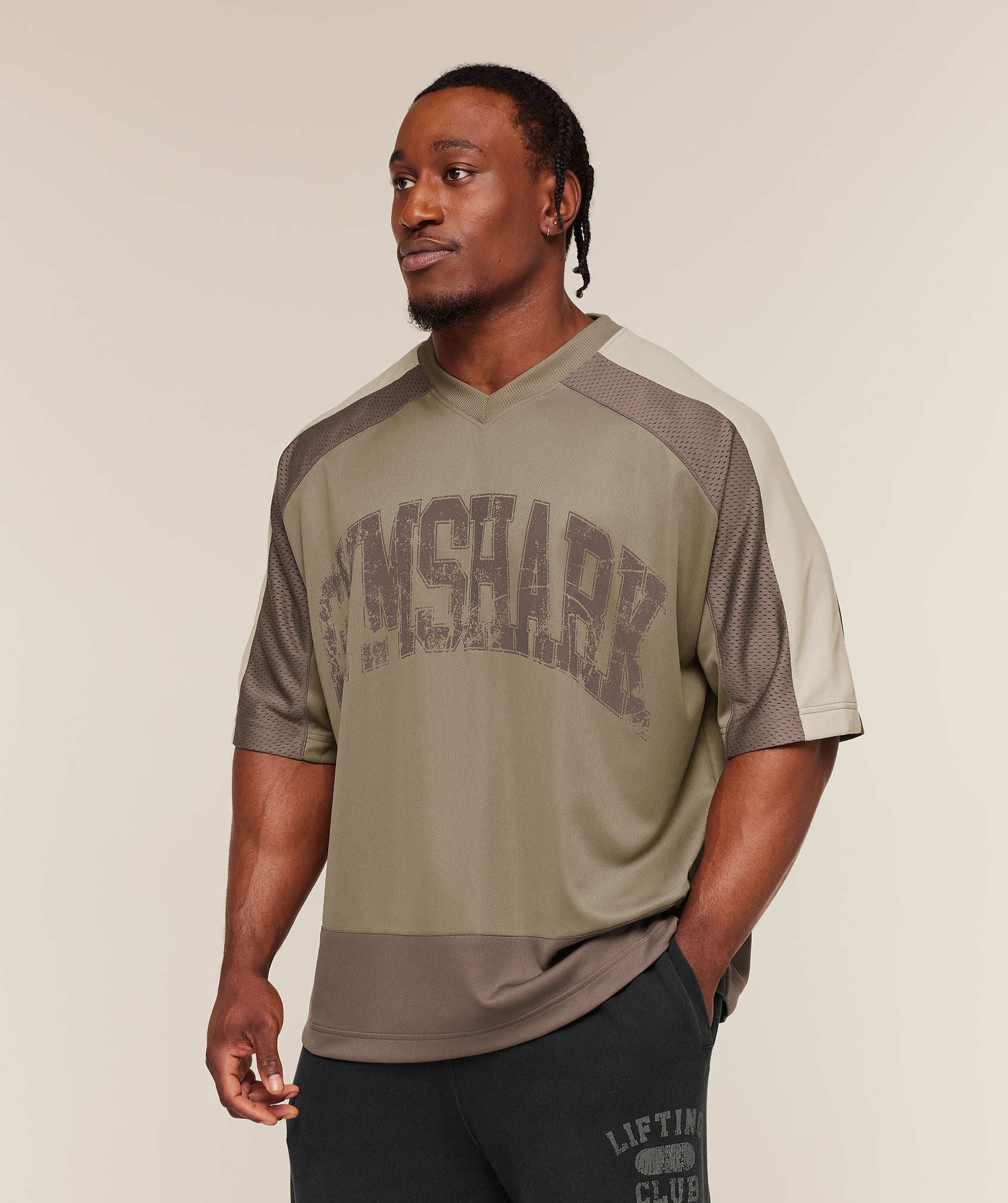 Gymshark Collective Mesh Wordmark Jersey Lifestyle Brown