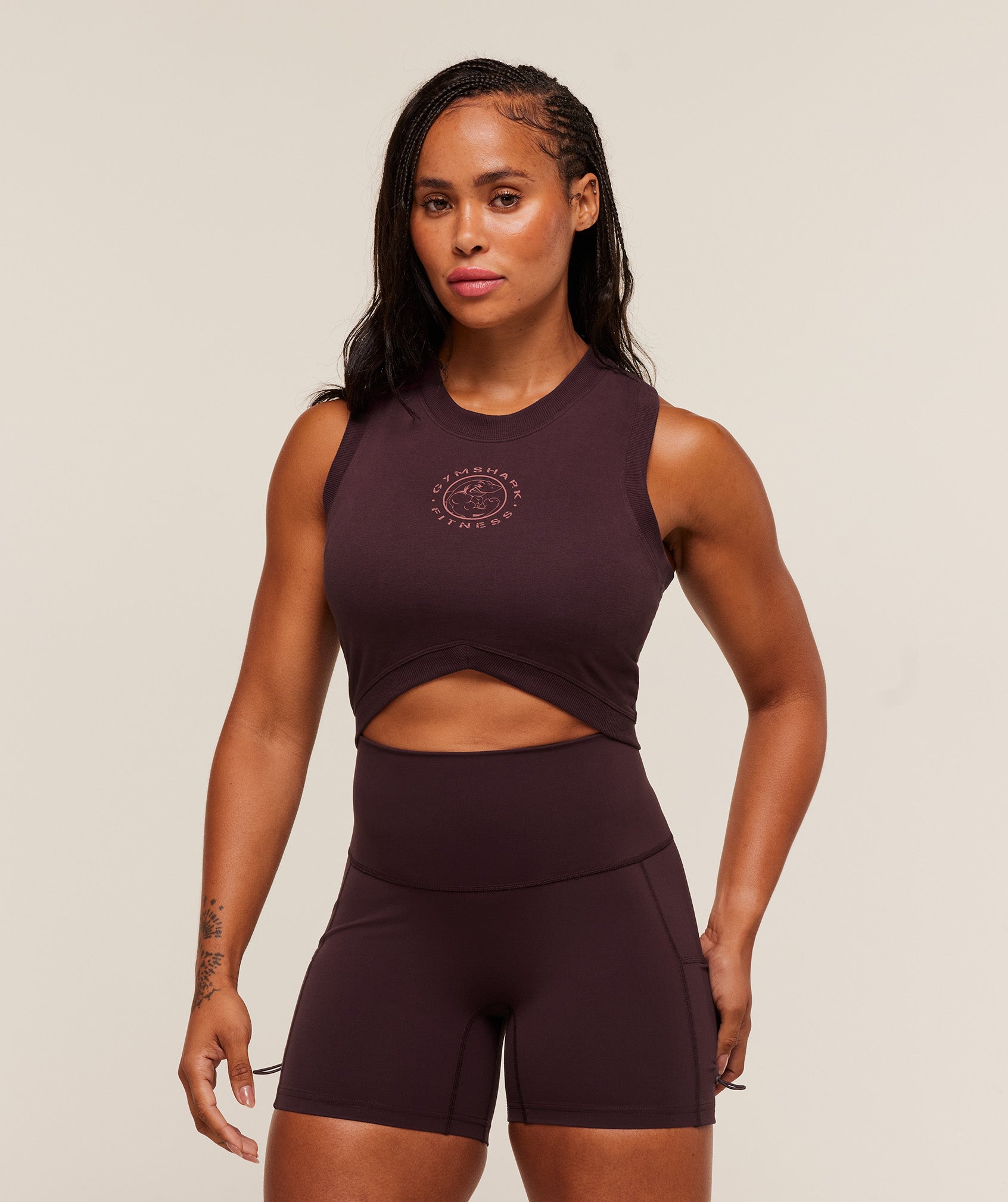 Women's Gymshark Legacy Sleeveless Crop Top Cherry Purple