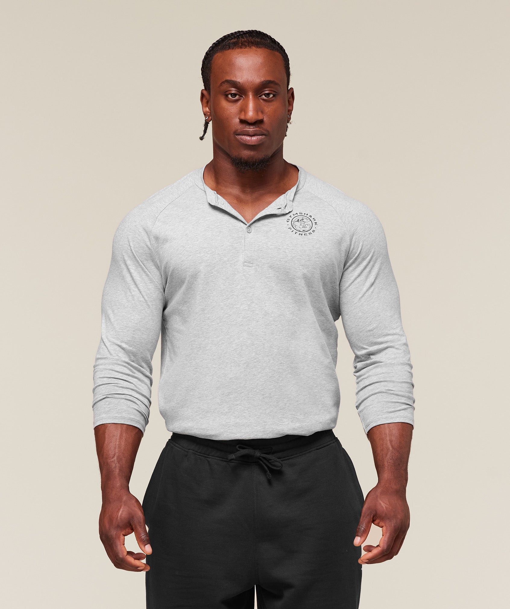 Gymshark Legacy Henley Light Grey Marl
