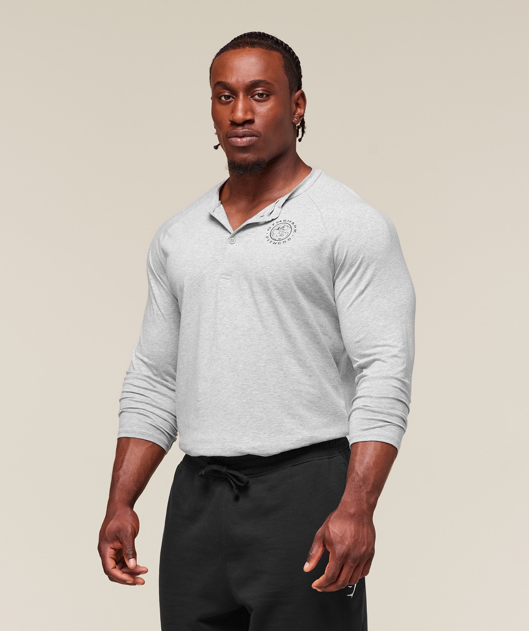 Gymshark Legacy Henley Light Grey Marl