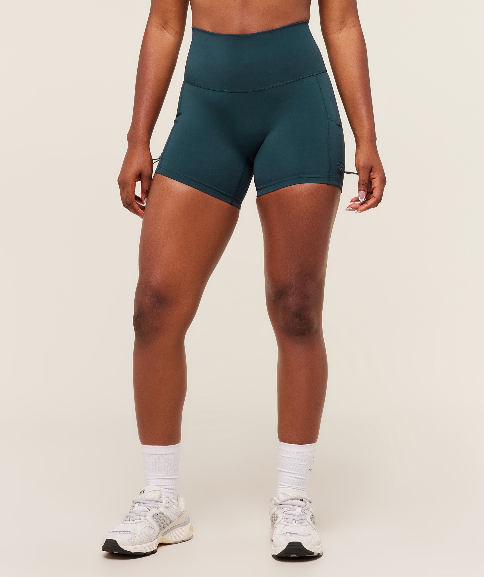 Women's Gymshark Legacy Logo Tight Shorts Deep Petrol Blue