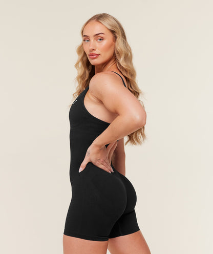 Women's Gymshark Lift Seamless Strappy All In One Black