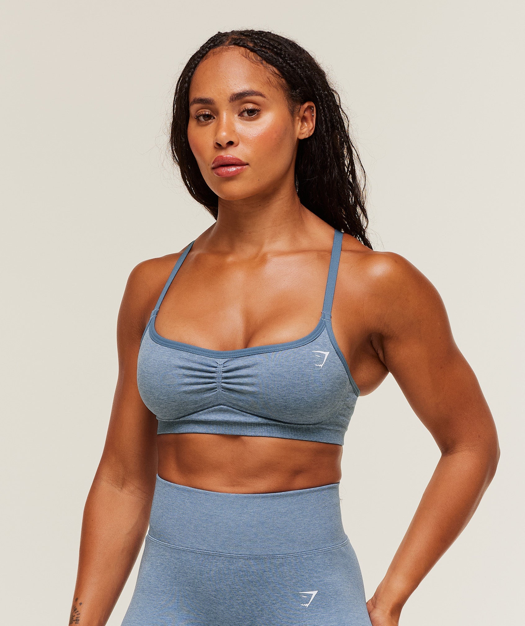 Women's Gymshark Lift Seamless Sports Bra Worn Blue