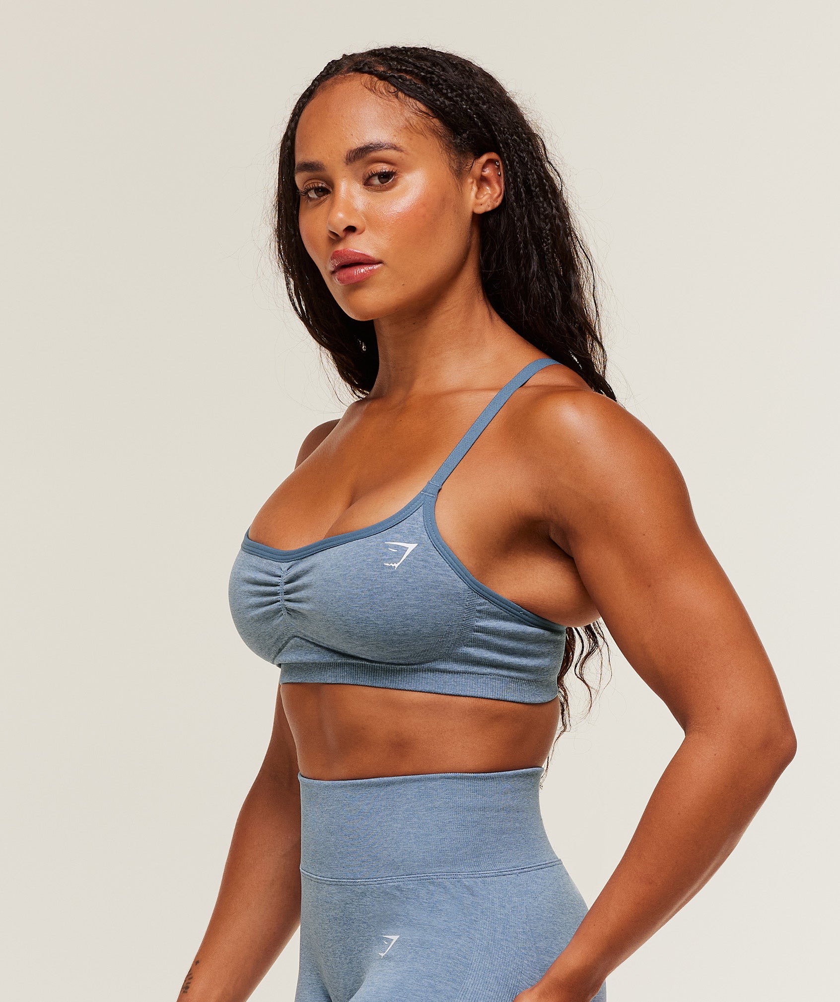Women's Gymshark Lift Seamless Sports Bra Worn Blue