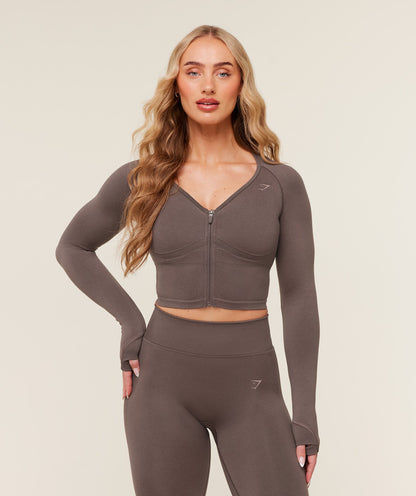 Women's Gymshark Lift Seamless Jacket Cool Brown