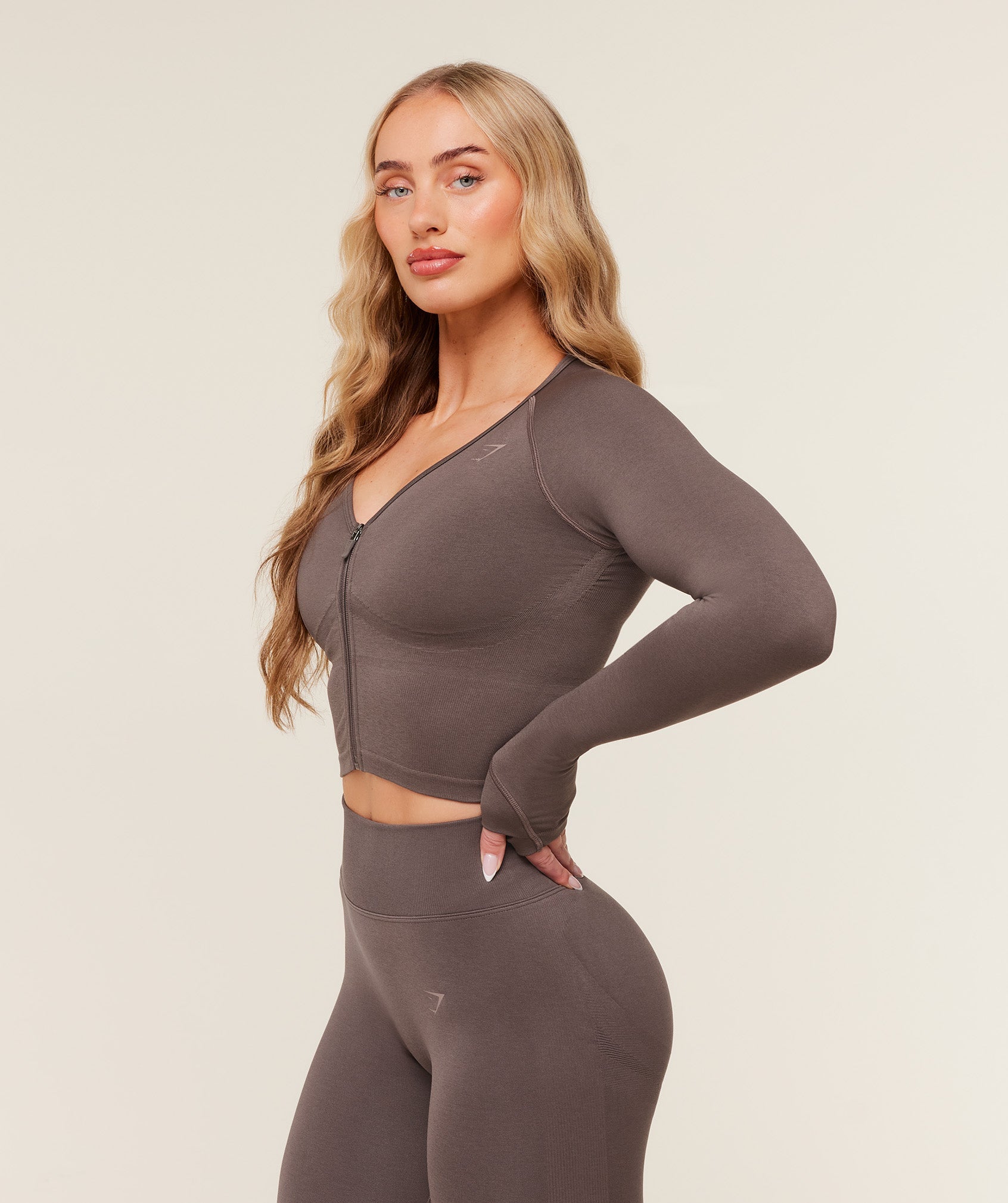 Women's Gymshark Lift Seamless Jacket Cool Brown