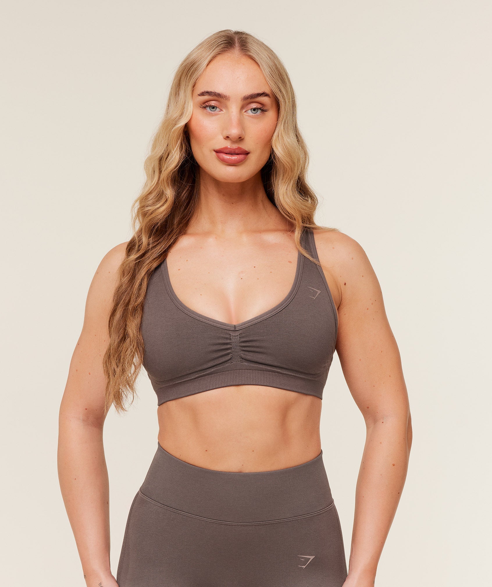 Women's Gymshark Lift Seamless Sports Bra Cool Brown