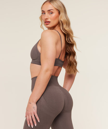 Women's Gymshark Lift Seamless Sports Bra Cool Brown