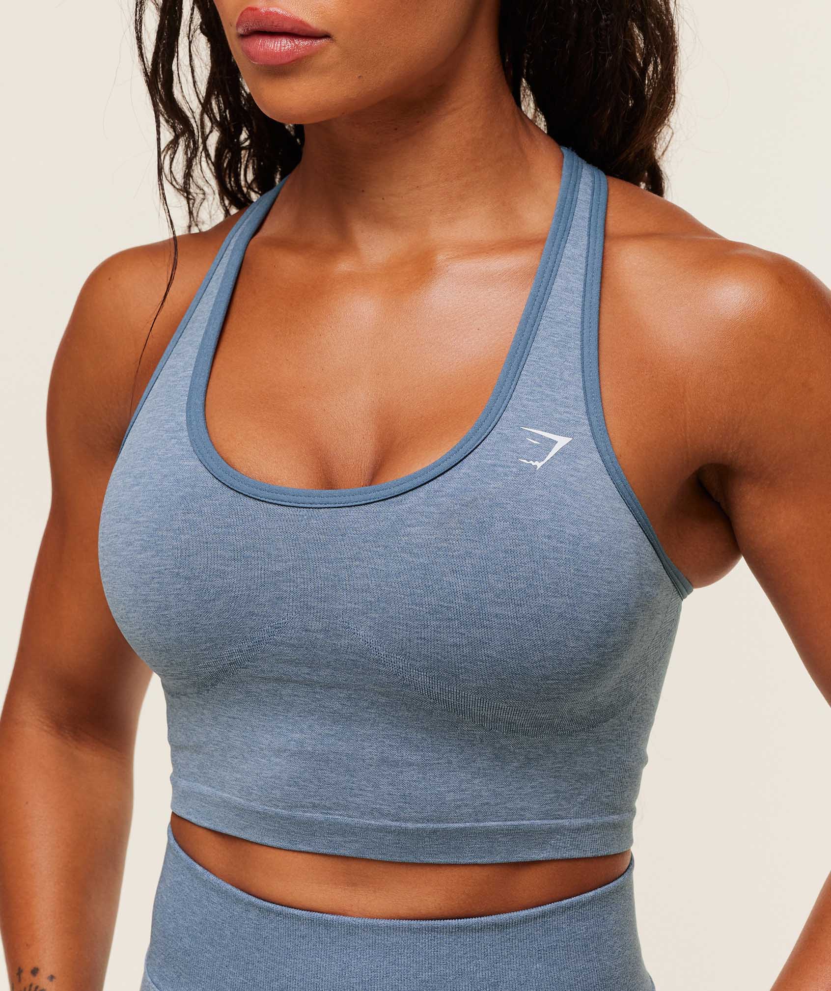 Women's Gymshark Lift Seamless Shelf Midi Tank Worn Blue
