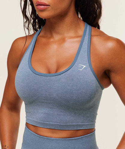 Women's Gymshark Lift Seamless Shelf Midi Tank Worn Blue
