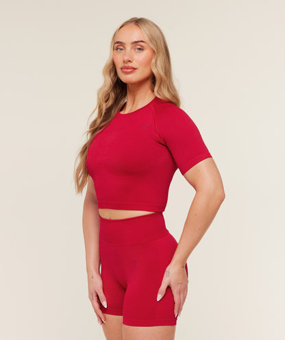 Women's Gymshark Lift Seamless Short Sleeve Top Carmine Red