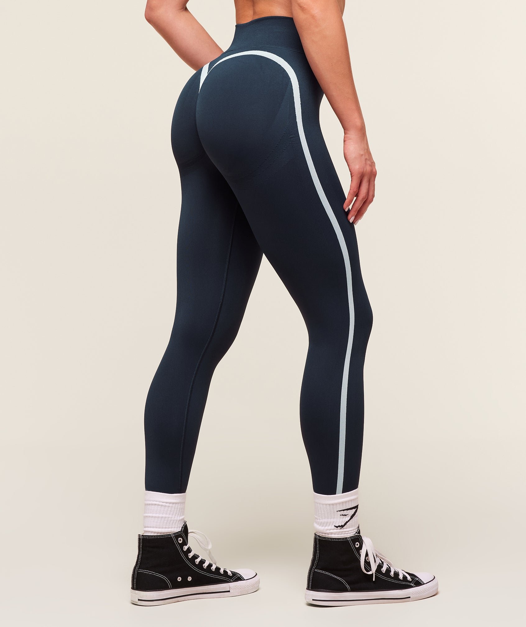 Women's Gymshark Lift Varsity Seamless Leggings Heavy Blue L