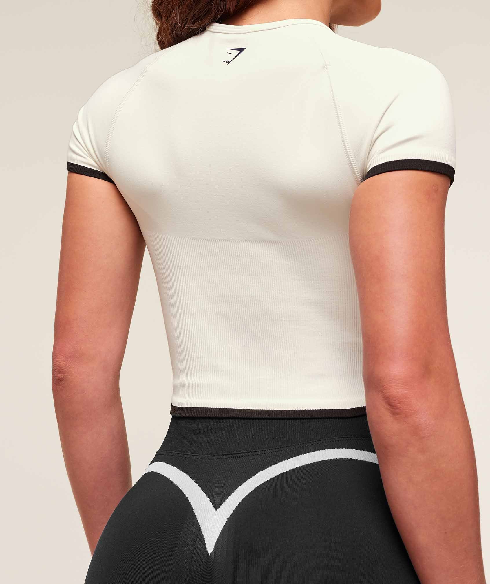 Women's Gymshark Lift Varsity Seamless Midi T-Shirt Soft White