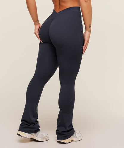 Women's Gymshark Lifting Dipped Waistband Flared Leggings Heavy Blue