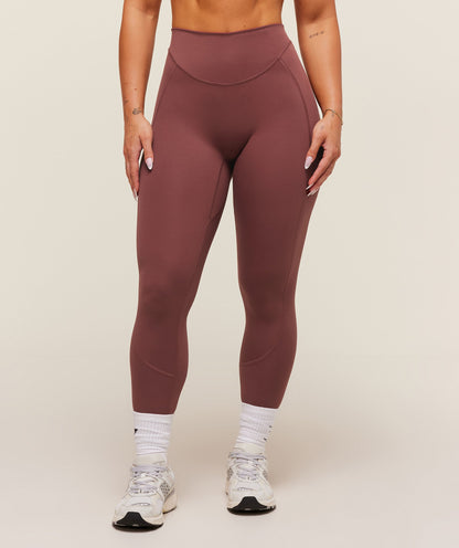 Women's Gymshark Lifting Dipped Waistband Leggings Burgundy Brown