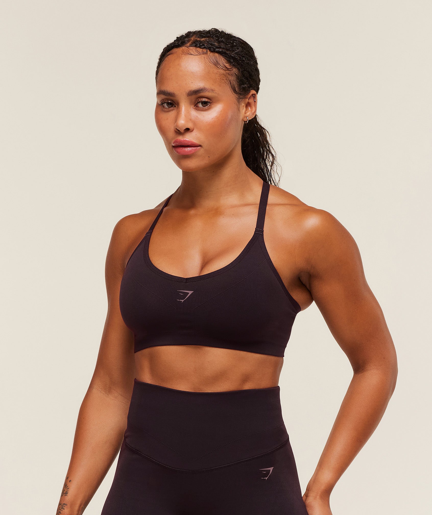 Women's Gymshark Activate Seamless Bralette Plum Brown