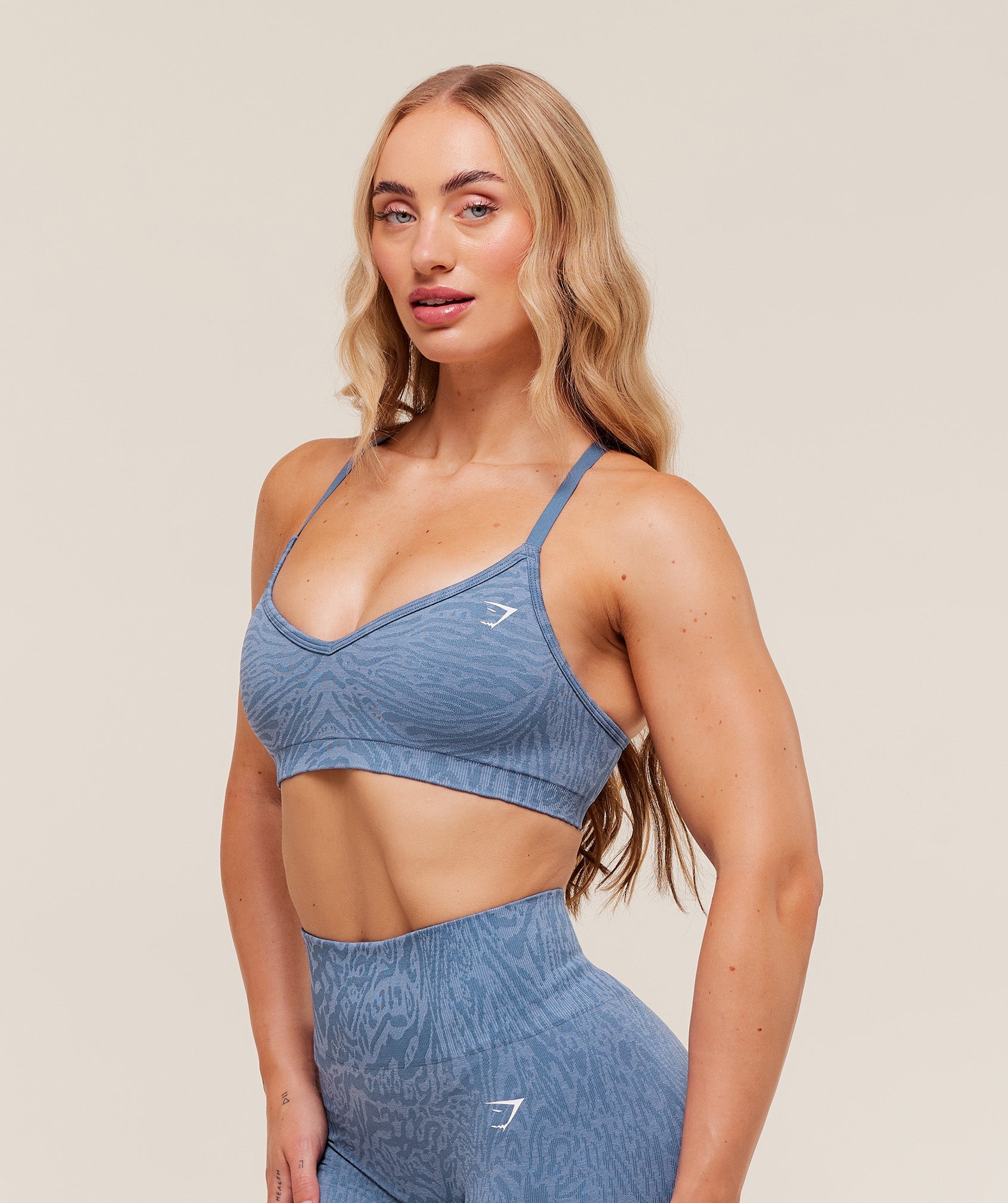 Women's Gymshark Adapt Animal Seamless Sports Bra Worn Blue