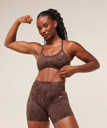 Women's Gymshark Adapt Camo Cross Back Sports Bra Archive Brown
