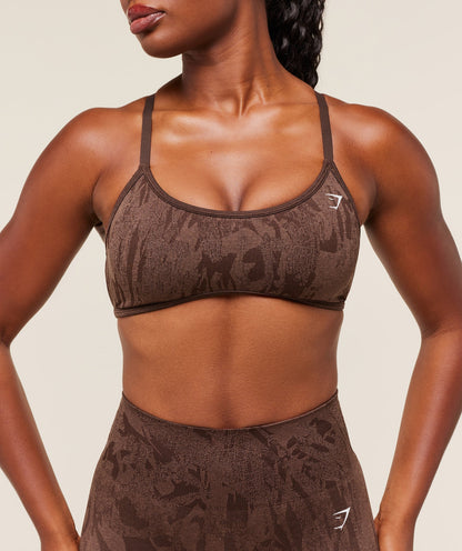 Women's Gymshark Adapt Camo Cross Back Sports Bra Archive Brown