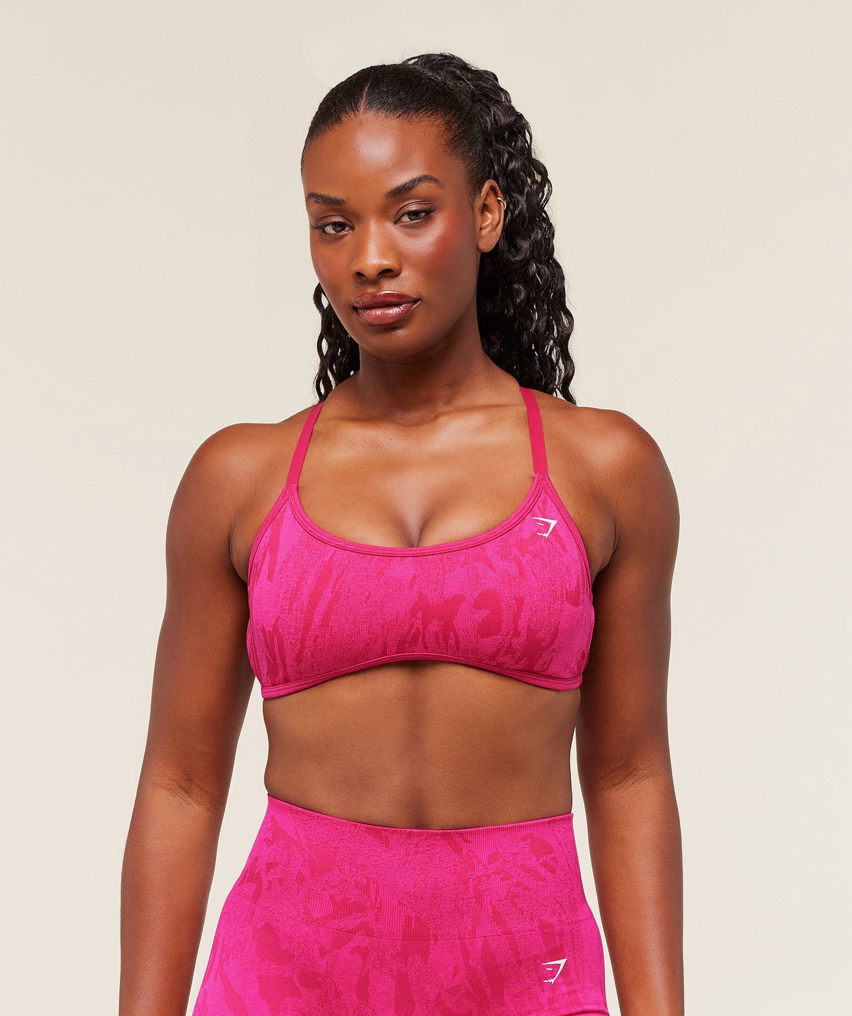 Women's Gymshark Adapt Camo Cross Back Sports Bra Build Pink