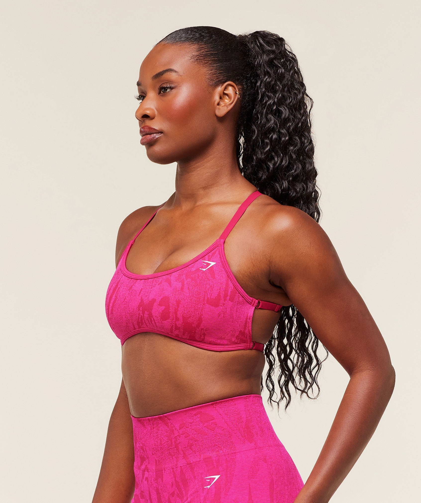 Women's Gymshark Adapt Camo Cross Back Sports Bra Build Pink