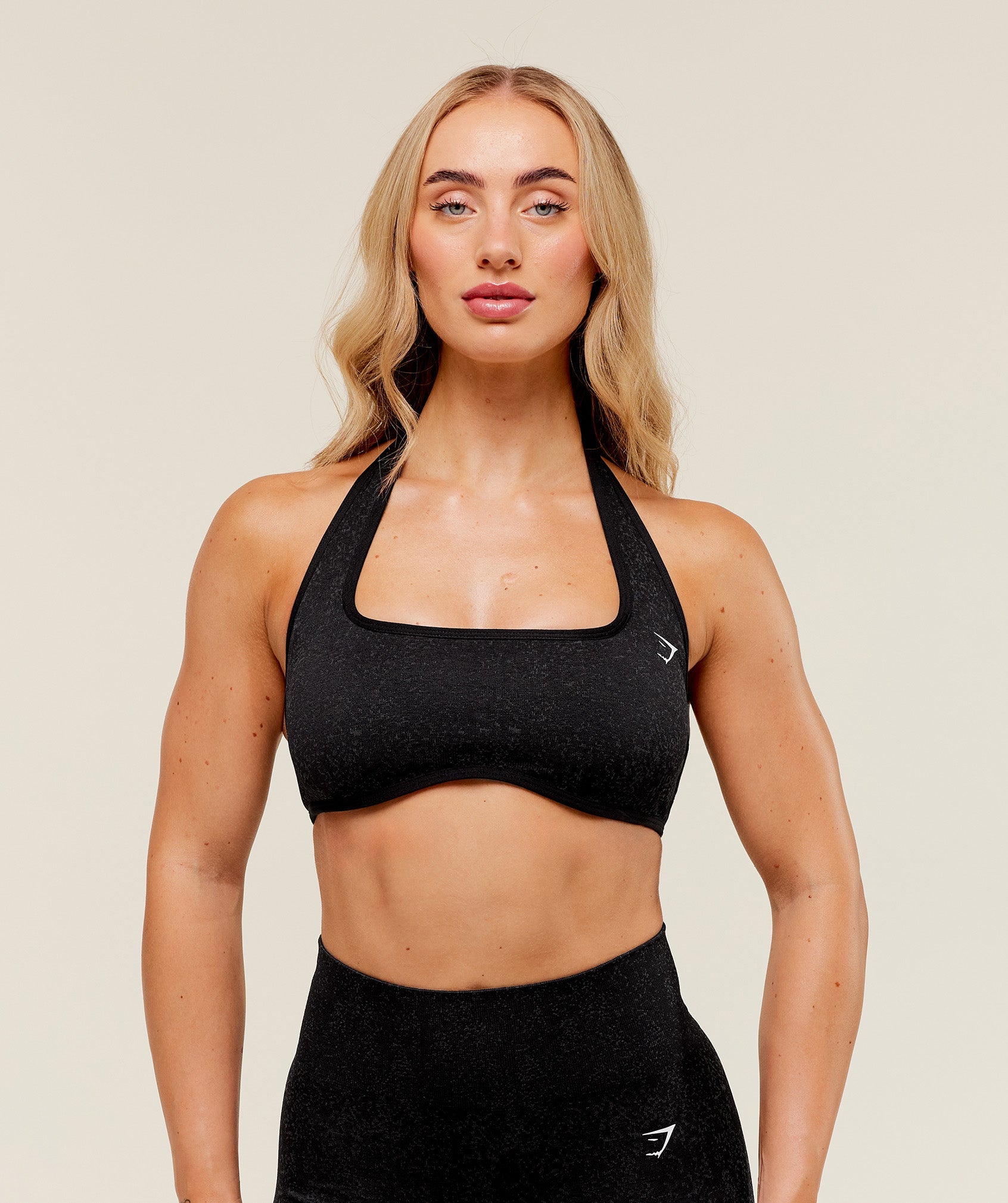 Women's Gymshark Adapt Fleck X Whitney Halterneck Sports Bra Black