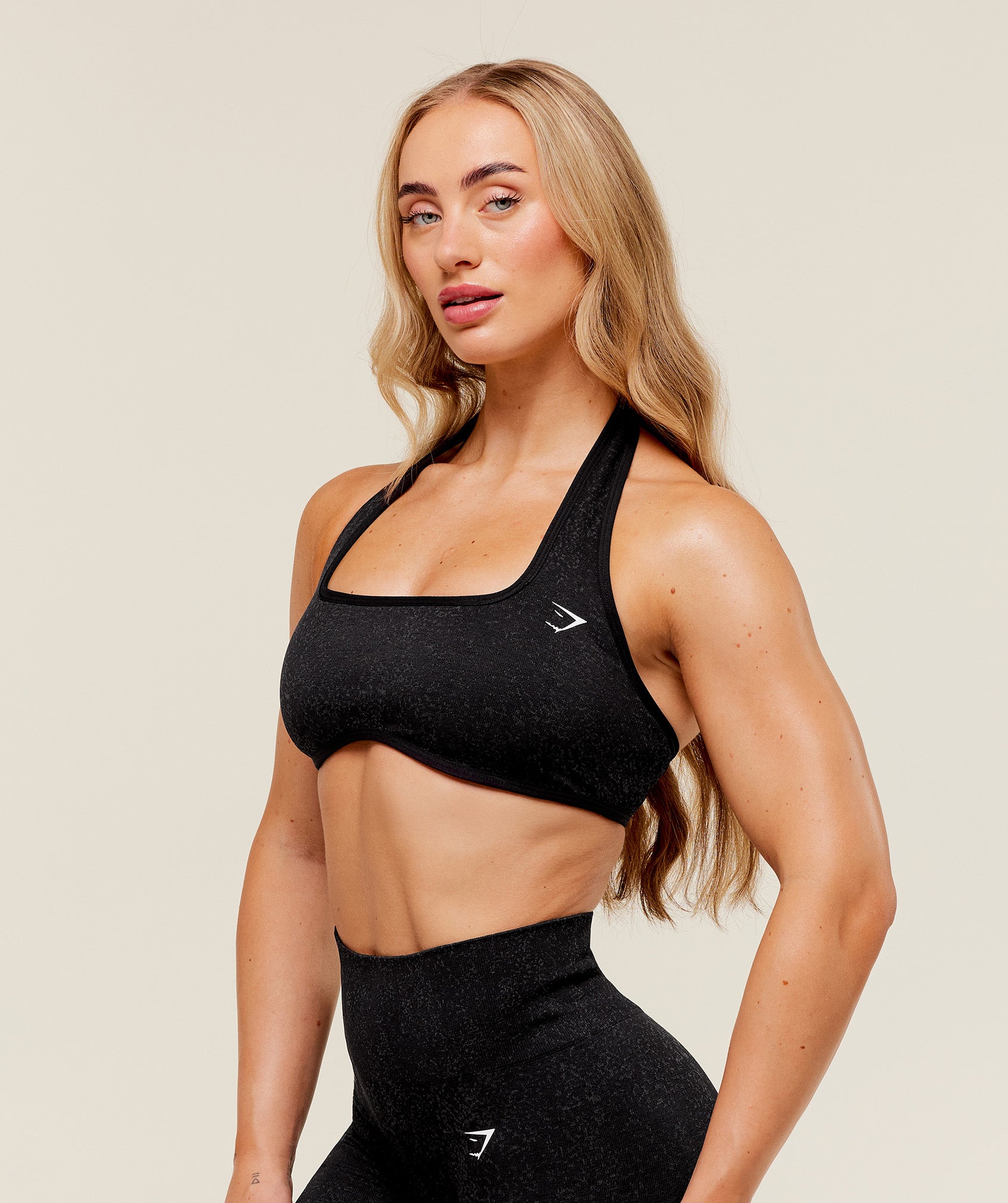 Women's Gymshark Adapt Fleck X Whitney Halterneck Sports Bra Black